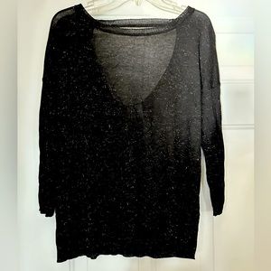 Mac & Jac Black Sparkle Sweater XL V-Neck Lightweight
